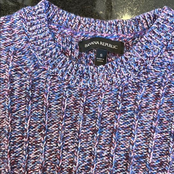 Banana Republic Blue Ribbed Crewneck Sweater - Picture 1 of 3